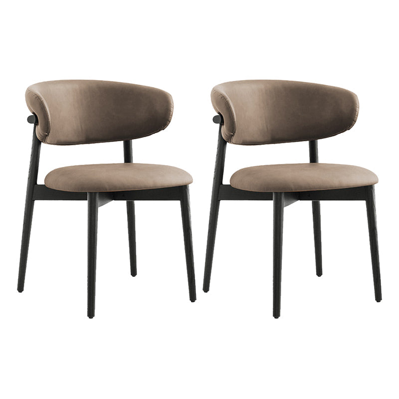 Modern Simple Side Chair Upholstered Dining Chairs with Wooden Base for Home Use