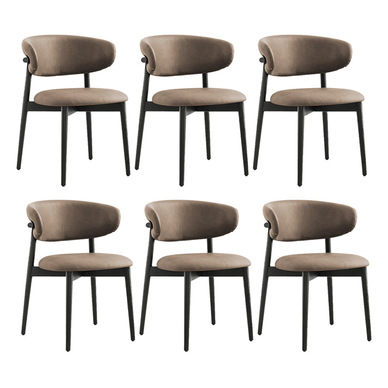 Modern Simple Side Chair Upholstered Dining Chairs with Wooden Base for Home Use