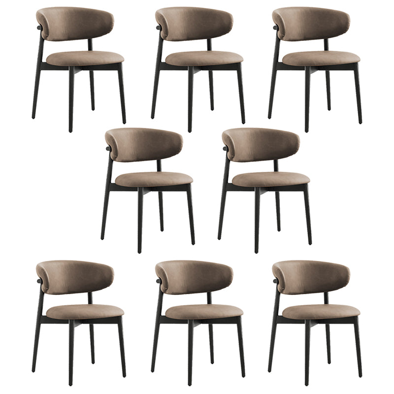 Modern Simple Side Chair Upholstered Dining Chairs with Wooden Base for Home Use