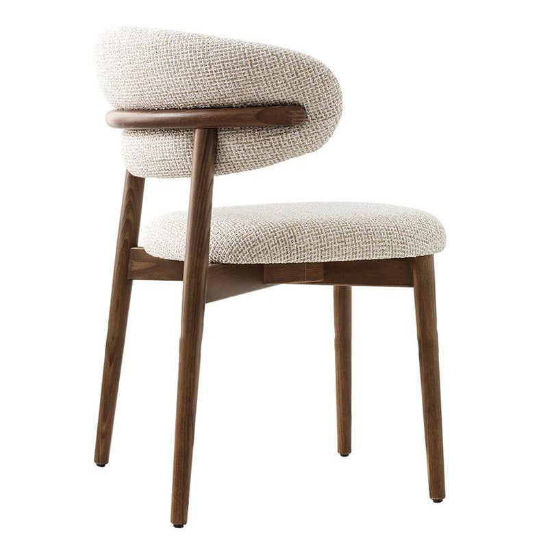 Modern Simple Side Chair Upholstered Dining Chairs with Wooden Base for Home Use