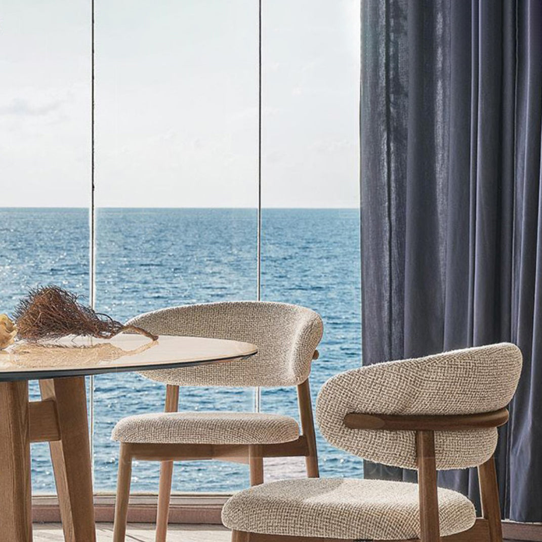 Modern Simple Side Chair Upholstered Dining Chairs with Wooden Base for Home Use