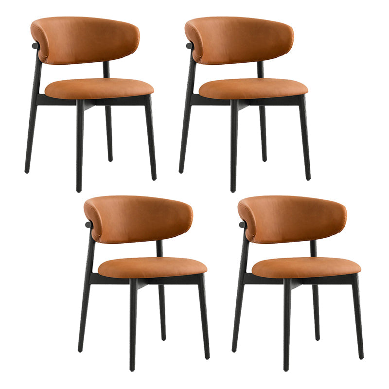 Modern Simple Side Chair Upholstered Dining Chairs with Wooden Base for Home Use