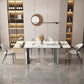 Modern 1/2/5/7 Pieces Dining Room Table Rectangle Stone Extendable Furniture in White