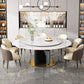 Contemporary 1/4/8/11 Pieces Furniture Round Stone Dining Set for Home 8 Pieces: Table, 7 Chairs Clearhalo 'Dining Room Sets' 'Dining Tables & Seating' 'dining_room_set' 'furn' 'furn_dining_room_set' 'Furniture' 'Kitchen & Dining Furniture' 7096984