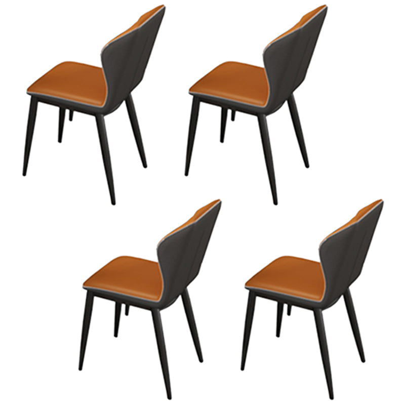 Contemporary 1/4/8/11 Pieces Furniture Round Stone Dining Set for Home 4 Orange Chairs Clearhalo 'Dining Room Sets' 'Dining Tables & Seating' 'dining_room_set' 'furn' 'furn_dining_room_set' 'Furniture' 'Kitchen & Dining Furniture' 7096986