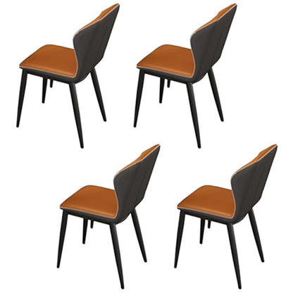 Contemporary 1/4/8/11 Pieces Furniture Round Stone Dining Set for Home 4 Orange Chairs Clearhalo 'Dining Room Sets' 'Dining Tables & Seating' 'dining_room_set' 'furn' 'furn_dining_room_set' 'Furniture' 'Kitchen & Dining Furniture' 7096986