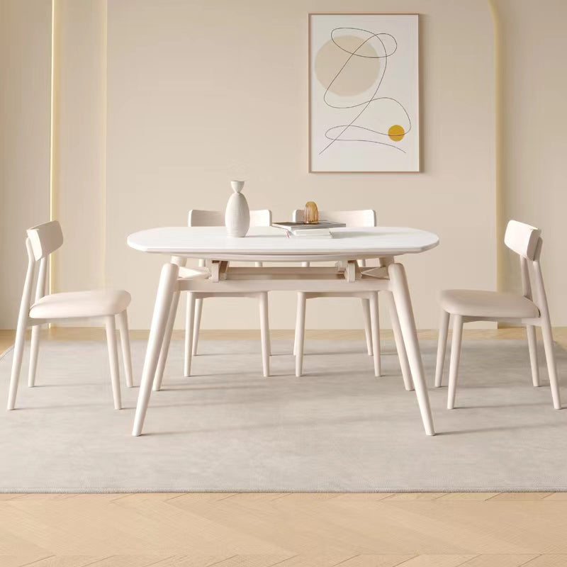 Juego de comedor moderno de piedra redonda con muebles de 1/4/5/7 piezas en blanco