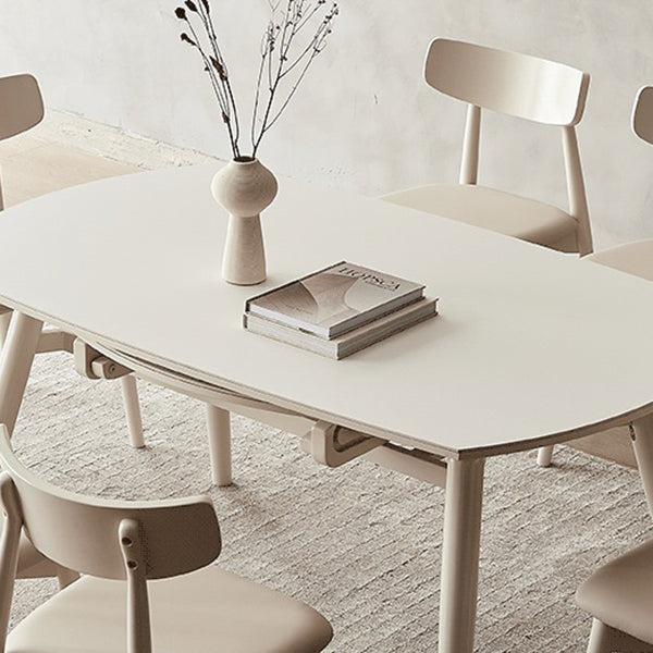 Juego de comedor moderno de piedra redonda con muebles de 1/4/5/7 piezas en blanco