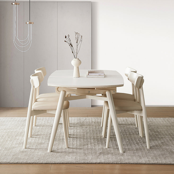 Juego de comedor moderno de piedra redonda con muebles de 1/4/5/7 piezas en blanco