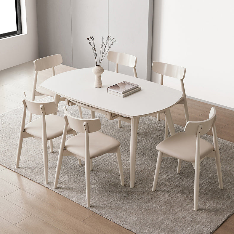 Juego de comedor moderno de piedra redonda con muebles de 1/4/5/7 piezas en blanco