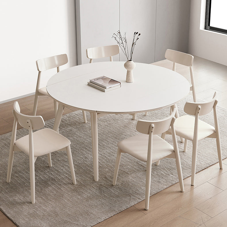 Juego de comedor moderno de piedra redonda con muebles de 1/4/5/7 piezas en blanco