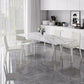 Modern 1/4/5/7 Pieces Dining Table Rectangle Stone Furniture in White Clearhalo 'Dining Room Sets' 'Dining Tables & Seating' 'dining_room_set' 'furn' 'furn_dining_room_set' 'Furniture' 'Kitchen & Dining Furniture' 7097044