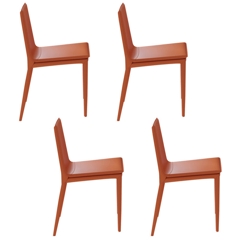 Modern 1/4/5/7 Pieces Dining Table Rectangle Stone Furniture in White 4 Orange Chairs Clearhalo 'Dining Room Sets' 'Dining Tables & Seating' 'dining_room_set' 'furn' 'furn_dining_room_set' 'Furniture' 'Kitchen & Dining Furniture' 7097050