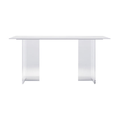 Modern 1/4/5/7 Pieces Dining Table Rectangle Stone Furniture in White White 79"L x 39"W Clearhalo 'Dining Room Sets' 'Dining Tables & Seating' 'dining_room_set' 'furn' 'furn_dining_room_set' 'Furniture' 'Kitchen & Dining Furniture' 7097052