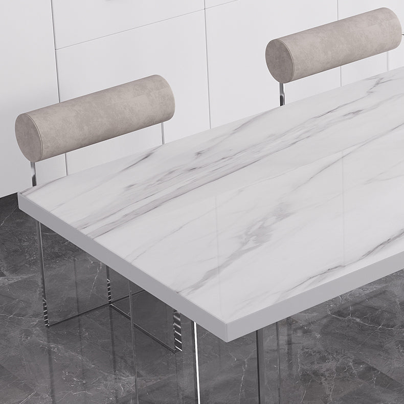 Modern 1/4/5/7 Pieces Dining Table Rectangle Stone Furniture in White Clearhalo 'Dining Room Sets' 'Dining Tables & Seating' 'dining_room_set' 'furn' 'furn_dining_room_set' 'Furniture' 'Kitchen & Dining Furniture' 7097055