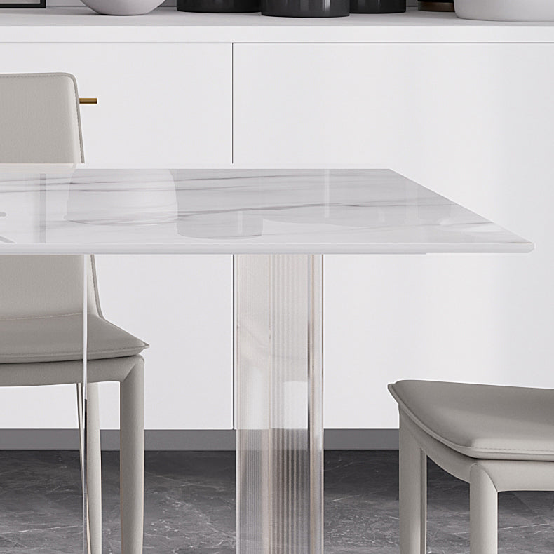 Modern 1/4/5/7 Pieces Dining Table Rectangle Stone Furniture in White Clearhalo 'Dining Room Sets' 'Dining Tables & Seating' 'dining_room_set' 'furn' 'furn_dining_room_set' 'Furniture' 'Kitchen & Dining Furniture' 7097056
