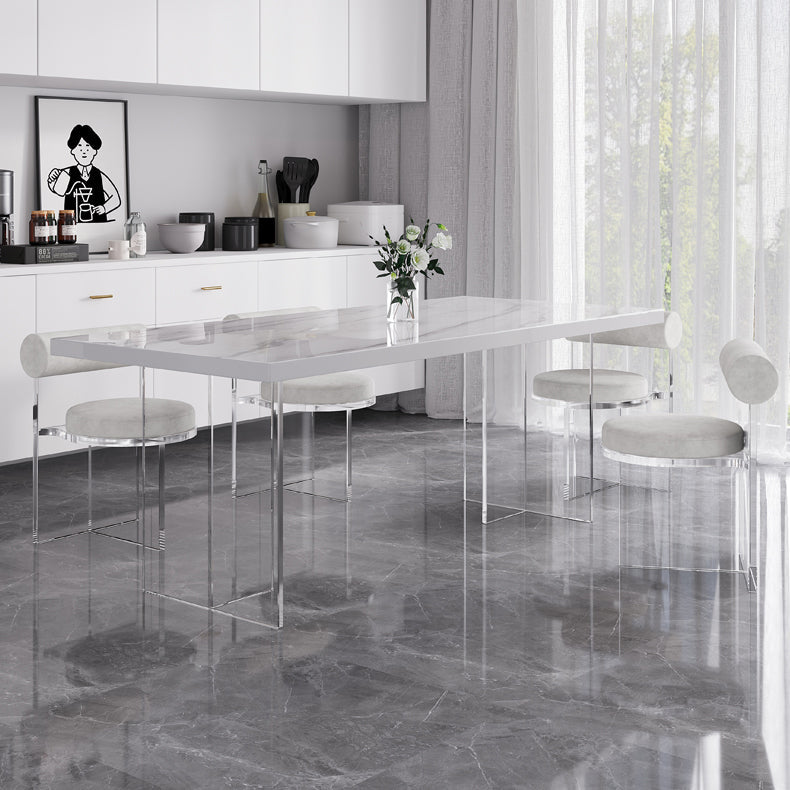 Modern 1/4/5/7 Pieces Dining Table Rectangle Stone Furniture in White Clearhalo 'Dining Room Sets' 'Dining Tables & Seating' 'dining_room_set' 'furn' 'furn_dining_room_set' 'Furniture' 'Kitchen & Dining Furniture' 7097058