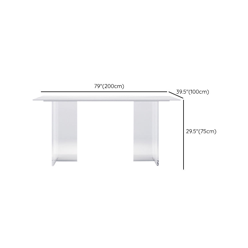 Modern 1/4/5/7 Pieces Dining Table Rectangle Stone Furniture in White Clearhalo 'Dining Room Sets' 'Dining Tables & Seating' 'dining_room_set' 'furn' 'furn_dining_room_set' 'Furniture' 'Kitchen & Dining Furniture' 7097065