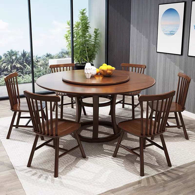 Dining Room Kitchen Dinner Table Round Solid Wood Dining Table Clearhalo 'Dining Tables & Seating' 'Dining Tables' 'dining_table' 'furn' 'furn_dining_table' 'Furniture' 'Kitchen & Dining Furniture' 7097088