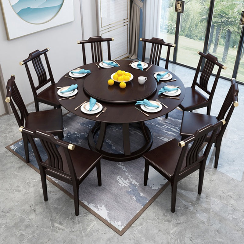 Dining Room Kitchen Dinner Table Round Solid Wood Dining Table Dark Brown Without Chairs Clearhalo 'Dining Tables & Seating' 'Dining Tables' 'dining_table' 'furn' 'furn_dining_table' 'Furniture' 'Kitchen & Dining Furniture' 7097092