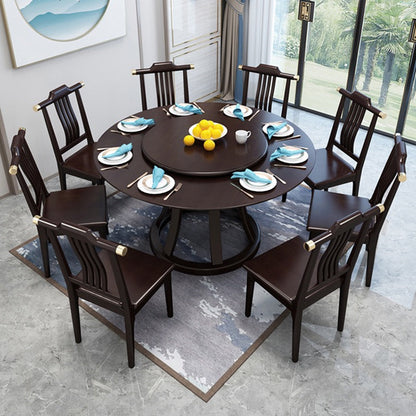 Dining Room Kitchen Dinner Table Round Solid Wood Dining Table Dark Brown Without Chairs Clearhalo 'Dining Tables & Seating' 'Dining Tables' 'dining_table' 'furn' 'furn_dining_table' 'Furniture' 'Kitchen & Dining Furniture' 7097092