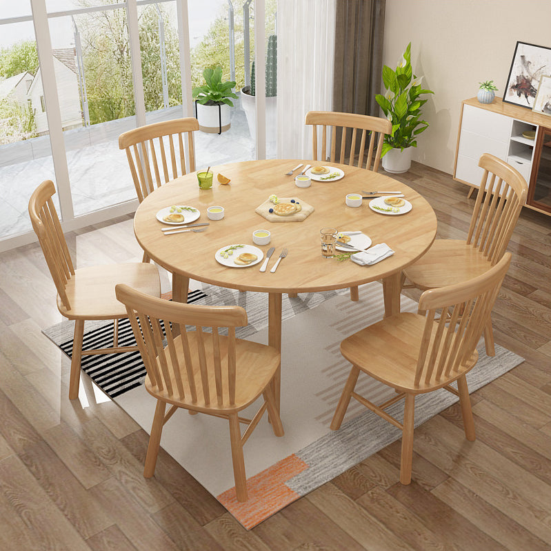 Contemporary Kitchen Dinner Table Solid Wood Round 4 Legs Dining Table