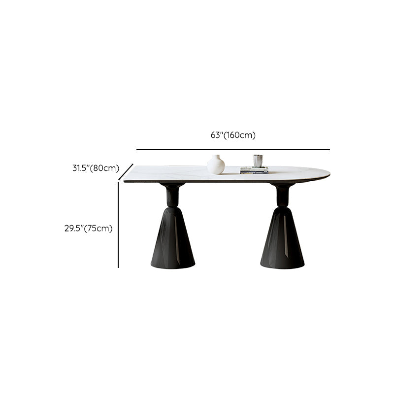 Contemporary Dining Room Dinner Table Oval Double Pedestal Dining Table