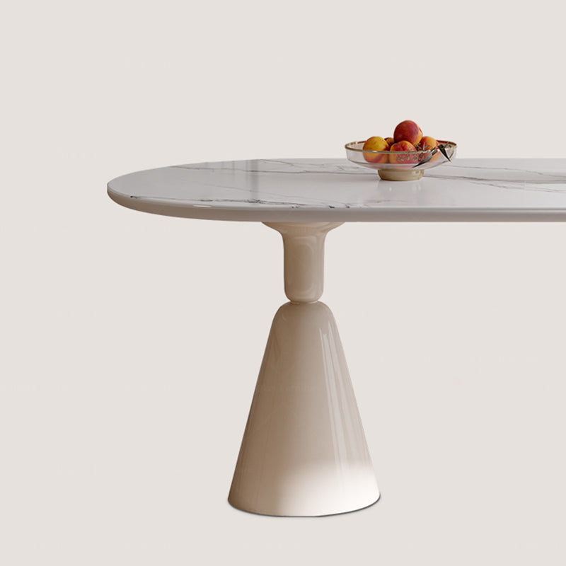 Contemporary Double Pedestal Dining Table Oval Kitchen Dinner Table Clearhalo 'Dining Tables & Seating' 'Dining Tables' 'dining_table' 'furn' 'furn_dining_table' 'Furniture' 'Kitchen & Dining Furniture' 7097168