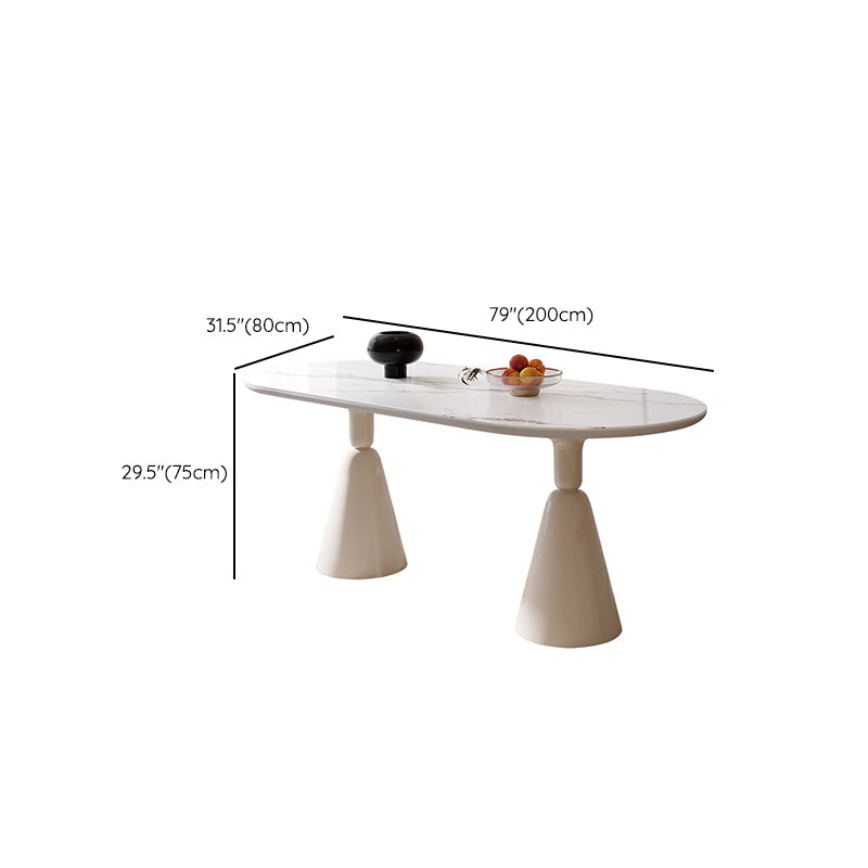 Contemporary Double Pedestal Dining Table Oval Kitchen Dinner Table Clearhalo 'Dining Tables & Seating' 'Dining Tables' 'dining_table' 'furn' 'furn_dining_table' 'Furniture' 'Kitchen & Dining Furniture' 7097172