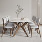 Modern Dining Table Sintered Stone Dinner Table with Wooden Base