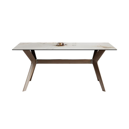 Modern Dining Table Sintered Stone Dinner Table with Wooden Base