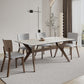 Modern Dining Table Sintered Stone Dinner Table with Wooden Base