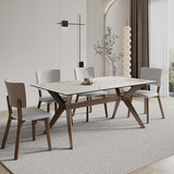 Modern Dining Table Sintered Stone Dinner Table with Wooden Base