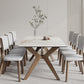 Modern Dining Table Sintered Stone Dinner Table with Wooden Base