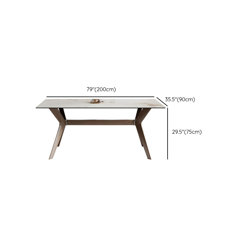 Modern Dining Table Sintered Stone Dinner Table with Wooden Base