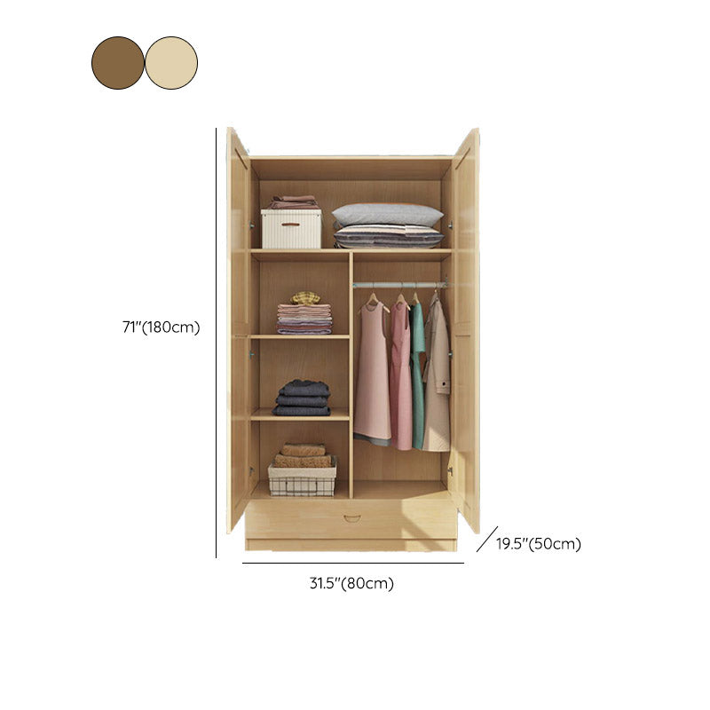 Contemporary Style Wardrobe Armoire Wooden Wardrobe Closet with Door and Drawer