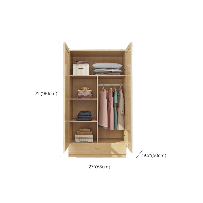 Contemporary Style Wardrobe Armoire Wooden Wardrobe Closet with Door and Drawer