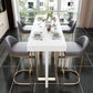 Ensemble de pub rectangulaire de style contemporain, ensemble de salle à manger de pub en faux marbre, 1/5 pièces pour l'intérieur