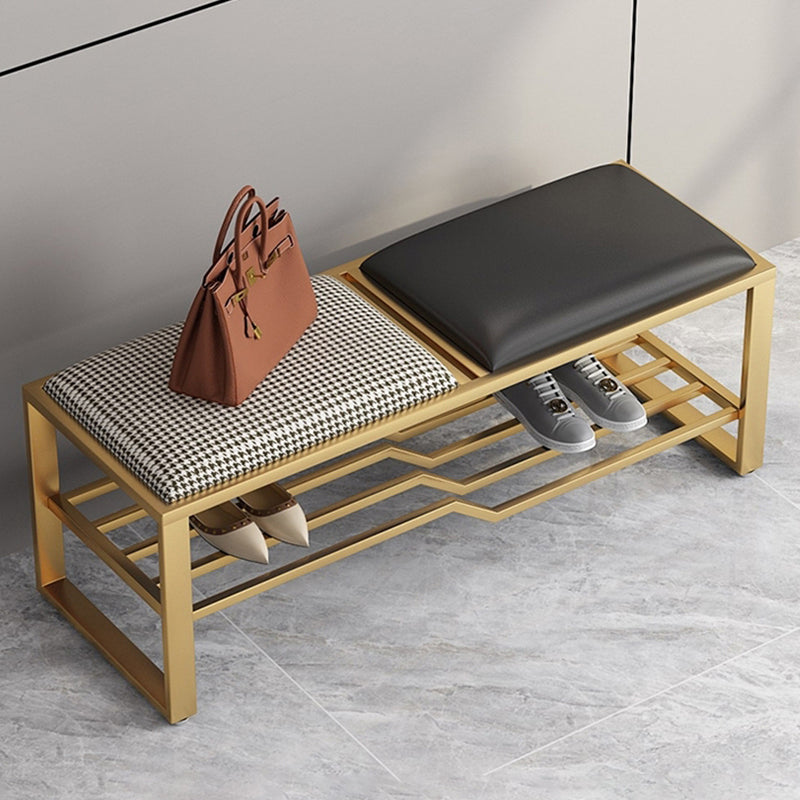Rectangle Modern Entryway Bench Cushioned Metal Seating Bench Clearhalo 'Benches' 'Chairs & Seating' 'furn' 'furn_benches' 'Furniture' 'Living Room Furniture' 7097385