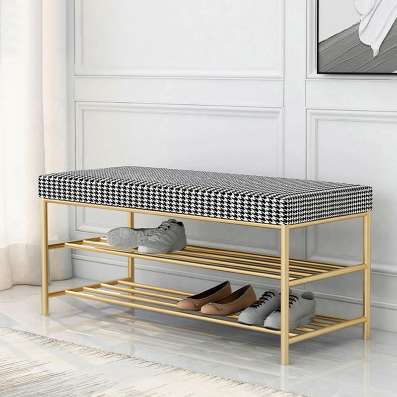 Rectangle Shoe Storage Entryway Bench Cushioned Modern Metal Seating Bench Clearhalo 'Benches' 'Chairs & Seating' 'furn' 'furn_benches' 'Furniture' 'Living Room Furniture' 7097399