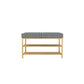 Rectangle Shoe Storage Entryway Bench Cushioned Modern Metal Seating Bench 24"L x 13"W x 18"H Houndstooth pattern Gold Clearhalo 'Benches' 'Chairs & Seating' 'furn' 'furn_benches' 'Furniture' 'Living Room Furniture' 7097400