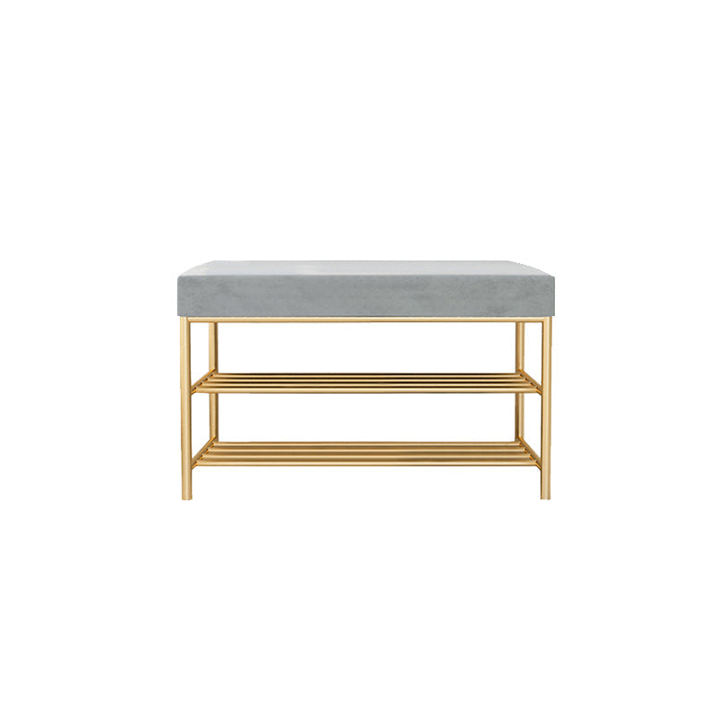 Rectangle Shoe Storage Entryway Bench Cushioned Modern Metal Seating Bench Light Gray Gold Clearhalo 'Benches' 'Chairs & Seating' 'furn' 'furn_benches' 'Furniture' 'Living Room Furniture' 7097402