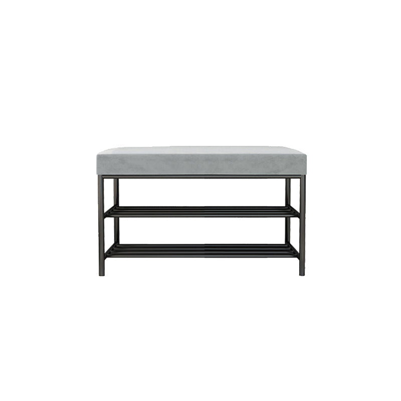 Rectangle Shoe Storage Entryway Bench Cushioned Modern Metal Seating Bench Light Gray Black Clearhalo 'Benches' 'Chairs & Seating' 'furn' 'furn_benches' 'Furniture' 'Living Room Furniture' 7097405