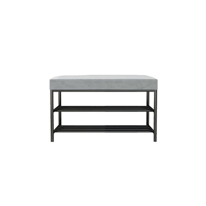 Rectangle Shoe Storage Entryway Bench Cushioned Modern Metal Seating Bench Light Gray Black Clearhalo 'Benches' 'Chairs & Seating' 'furn' 'furn_benches' 'Furniture' 'Living Room Furniture' 7097405