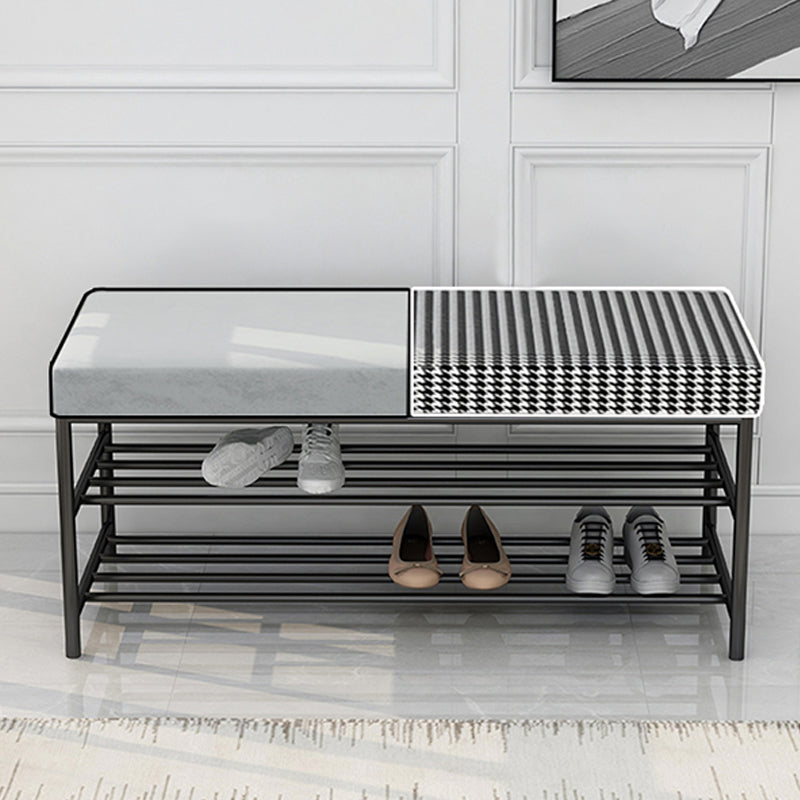 Rectangle Shoe Storage Entryway Bench Cushioned Modern Metal Seating Bench Clearhalo 'Benches' 'Chairs & Seating' 'furn' 'furn_benches' 'Furniture' 'Living Room Furniture' 7097406
