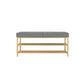 Rectangle Shoe Storage Entryway Bench Cushioned Modern Metal Seating Bench 39"L x 13"W x 18"H Houndstooth pattern Gold Clearhalo 'Benches' 'Chairs & Seating' 'furn' 'furn_benches' 'Furniture' 'Living Room Furniture' 7097407