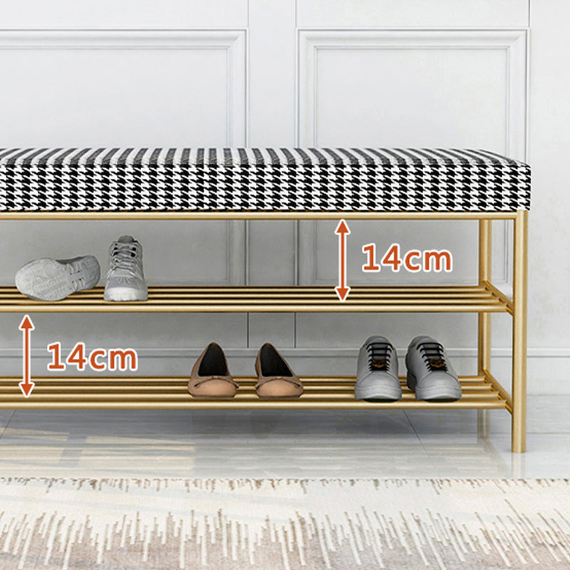 Rectangle Shoe Storage Entryway Bench Cushioned Modern Metal Seating Bench Clearhalo 'Benches' 'Chairs & Seating' 'furn' 'furn_benches' 'Furniture' 'Living Room Furniture' 7097410