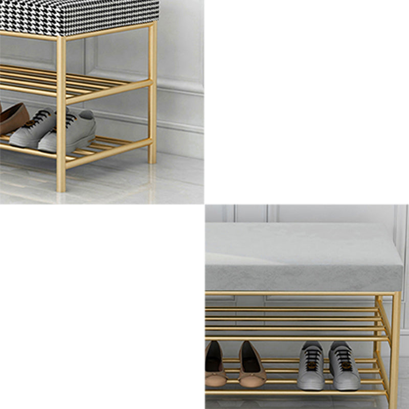 Rectangle Shoe Storage Entryway Bench Cushioned Modern Metal Seating Bench Clearhalo 'Benches' 'Chairs & Seating' 'furn' 'furn_benches' 'Furniture' 'Living Room Furniture' 7097412