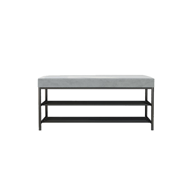 Rectangle Shoe Storage Entryway Bench Cushioned Modern Metal Seating Bench Light Gray Black Clearhalo 'Benches' 'Chairs & Seating' 'furn' 'furn_benches' 'Furniture' 'Living Room Furniture' 7097413