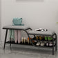 14 Inch Wide Modern Entryway Bench Cushioned Rectangle Metal Seating Bench with Shelves 47.2"L x 13.8"W x 16.5"H Gray Black Clearhalo 'Benches' 'Chairs & Seating' 'furn' 'furn_benches' 'Furniture' 'Living Room Furniture' 7097422